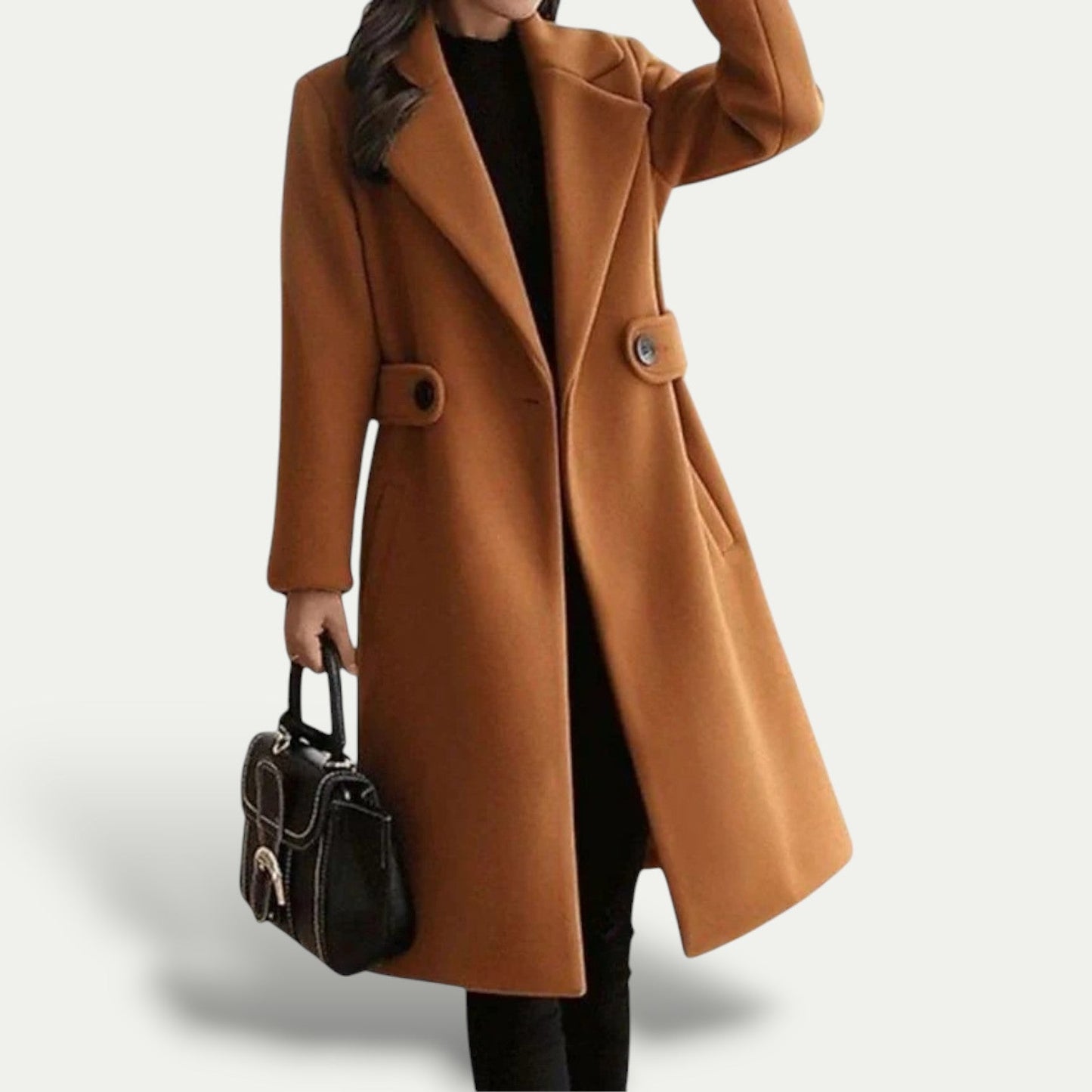 Manteau midi trapèze en laine mélangée pour femme