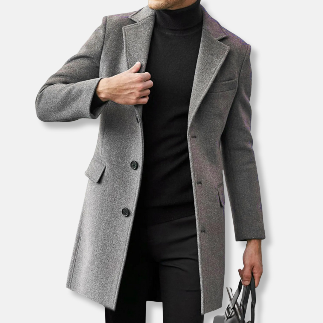 Manteau oversize croisé pour homme, longueur genou