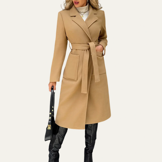 Manteau portefeuille sophistiqué à ceinture pour femme