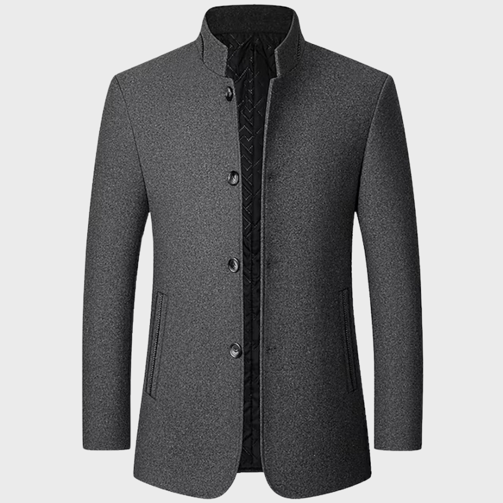 Manteau sur mesure pour homme, col mandarin, doublure matelassée
