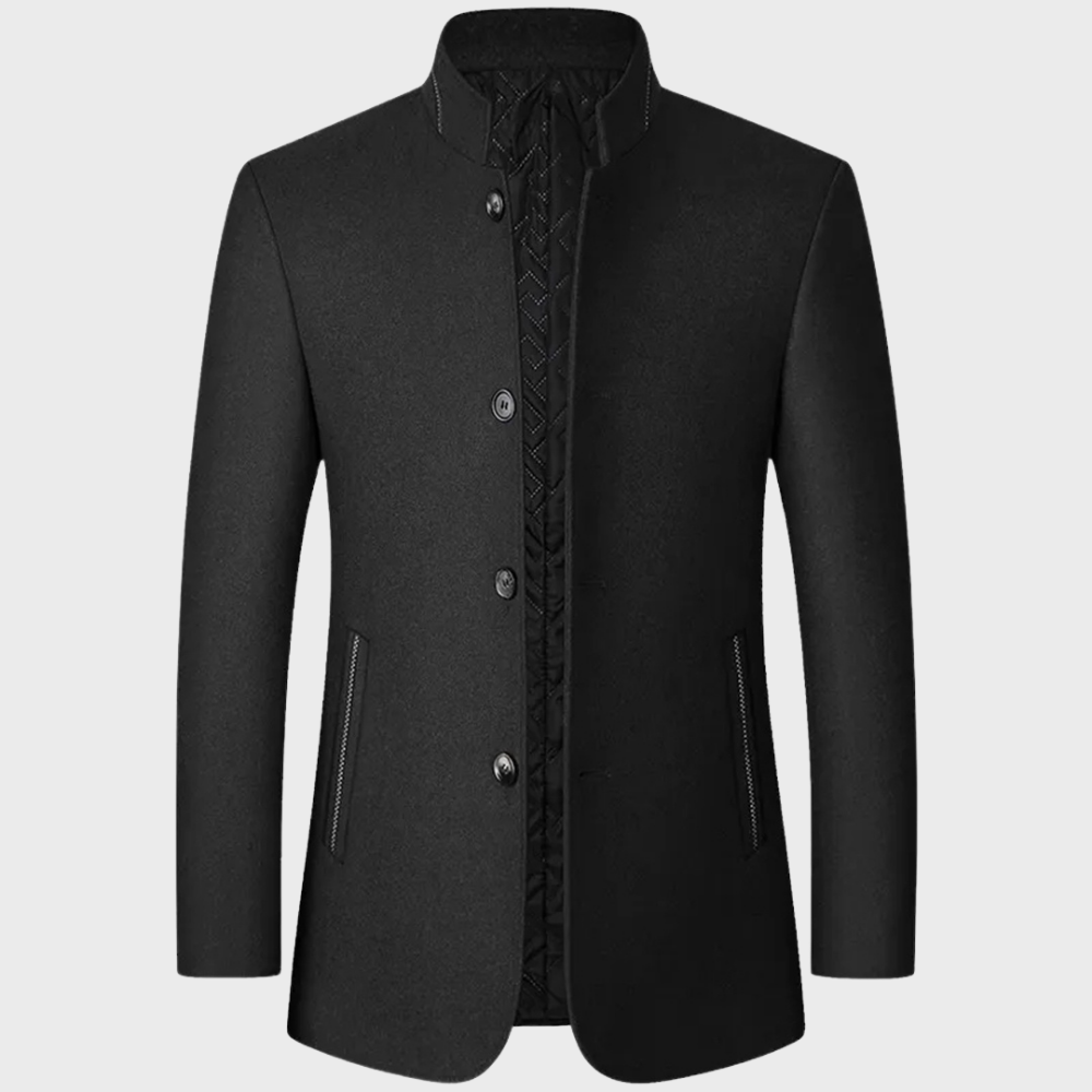 Manteau sur mesure pour homme, col mandarin, doublure matelassée