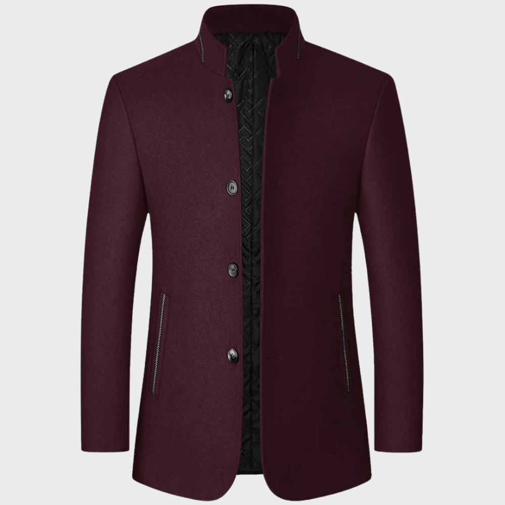 Manteau sur mesure pour homme, col mandarin, doublure matelassée