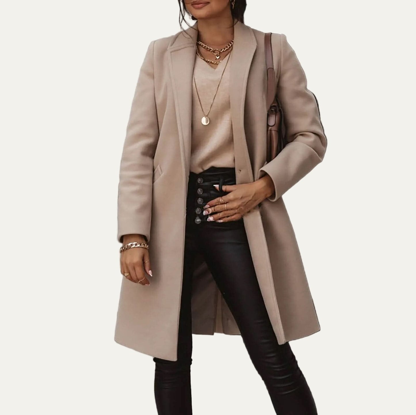 Manteau tailleur à simple boutonnage pour femme