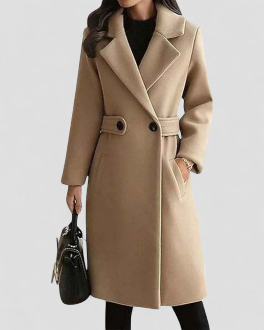 Manteau trapèze élégant en laine mélangée pour femme