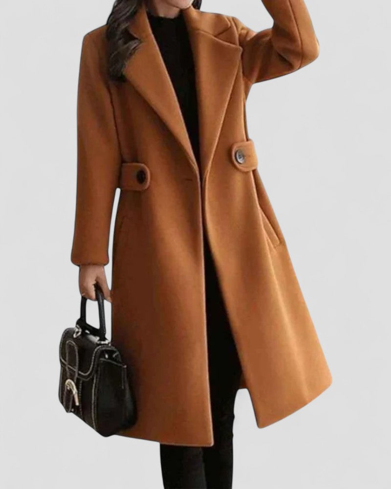 Manteau trapèze élégant en laine mélangée pour femme