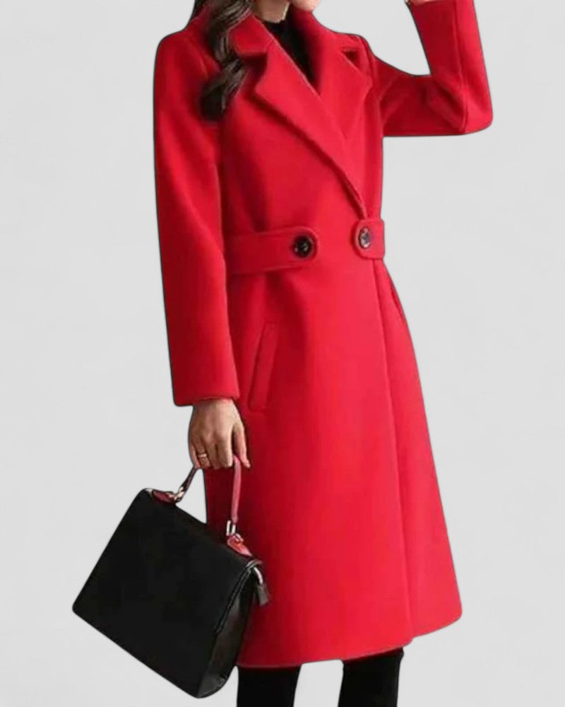 Manteau trapèze élégant en laine mélangée pour femme