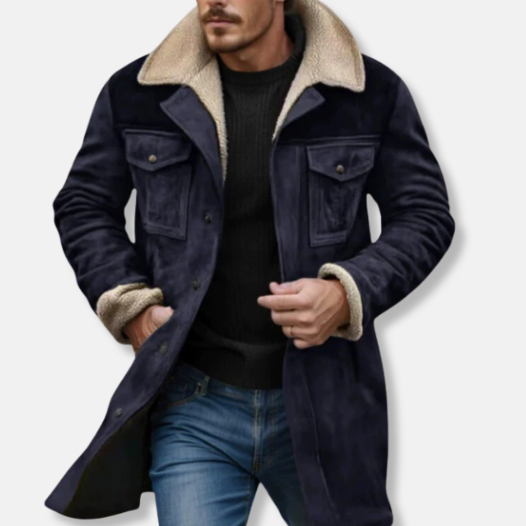 Manteau utilitaire pour homme avec garniture en peau lainée
