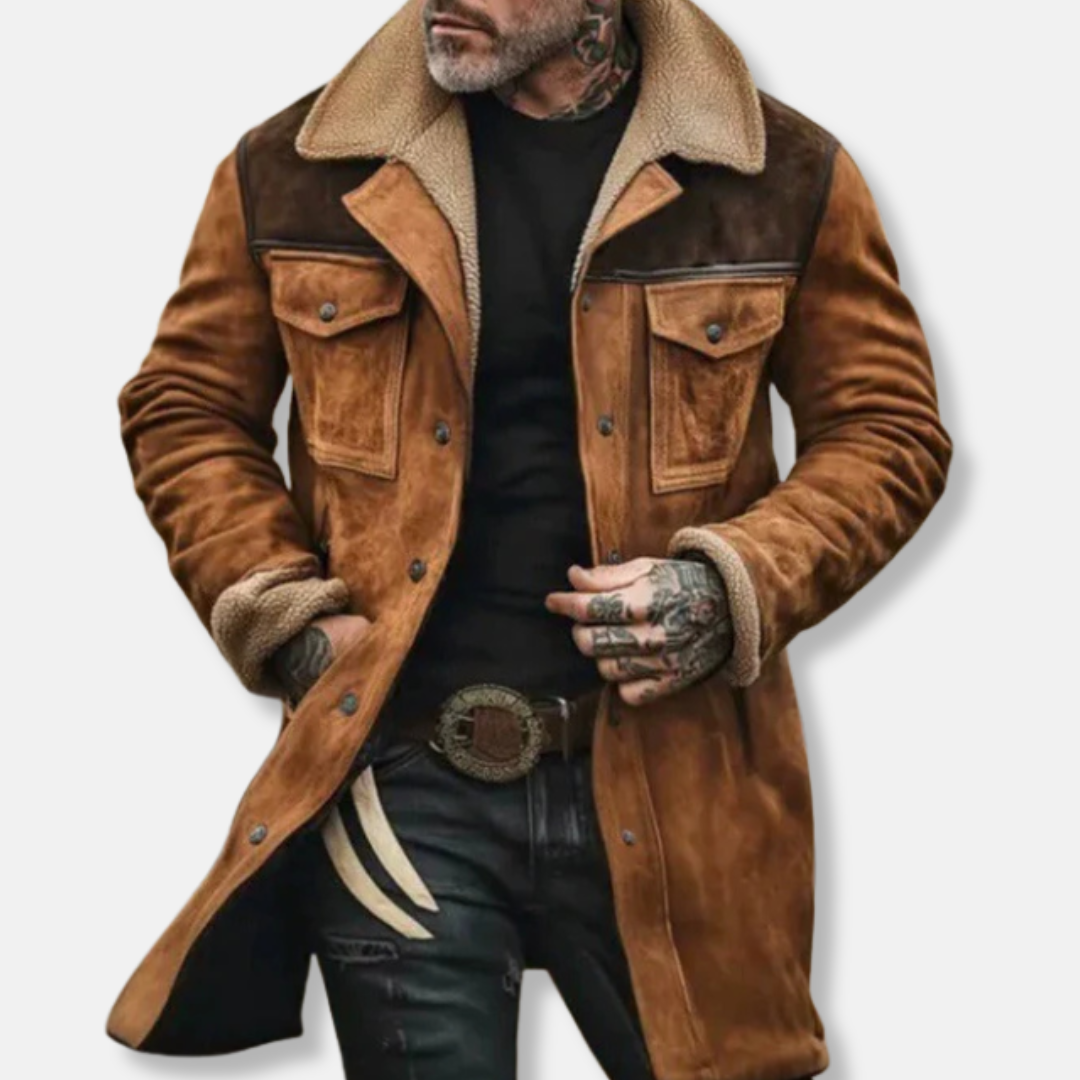 Manteau utilitaire pour homme avec garniture en peau lainée