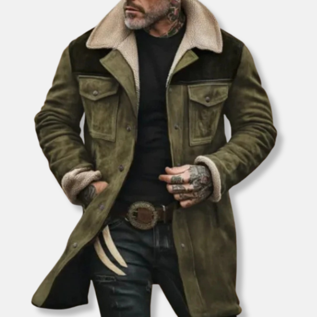 Manteau utilitaire pour homme avec garniture en peau lainée