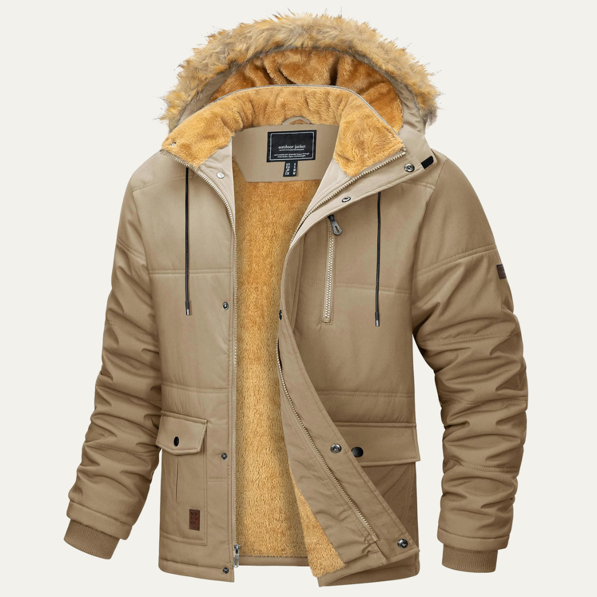 Parka à capuche en fausse fourrure arctique pour homme