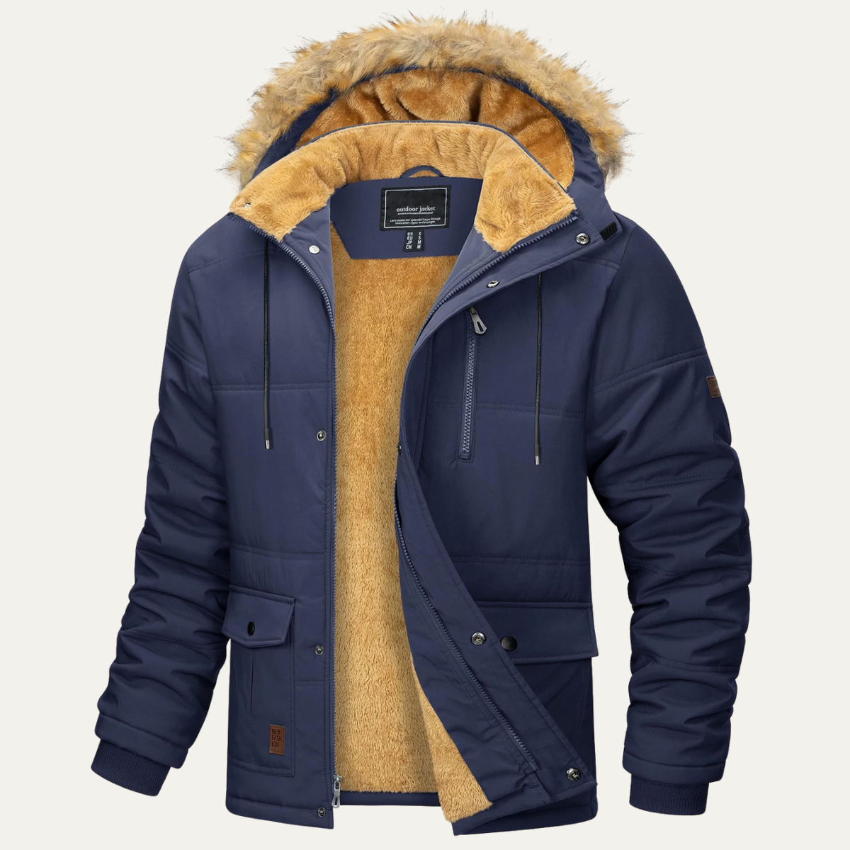 Parka à capuche en fausse fourrure arctique pour homme