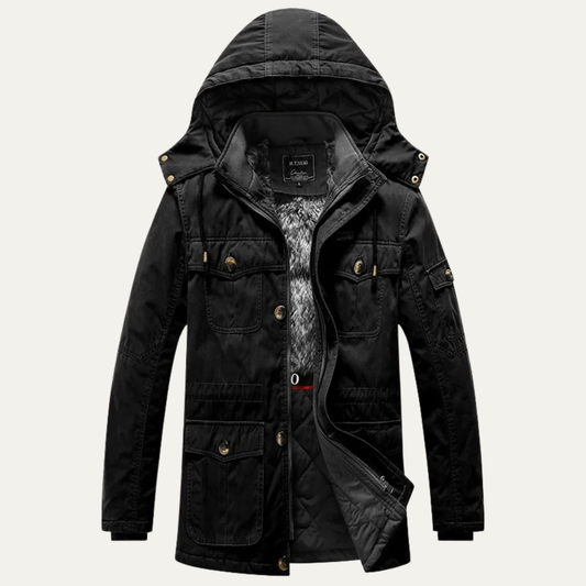 Parka à capuche pour homme avec doublure en fausse fourrure