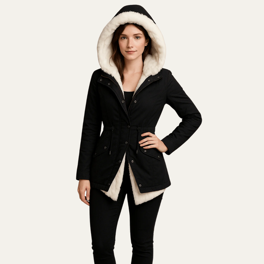 Parka cintrée en fausse fourrure pour femme