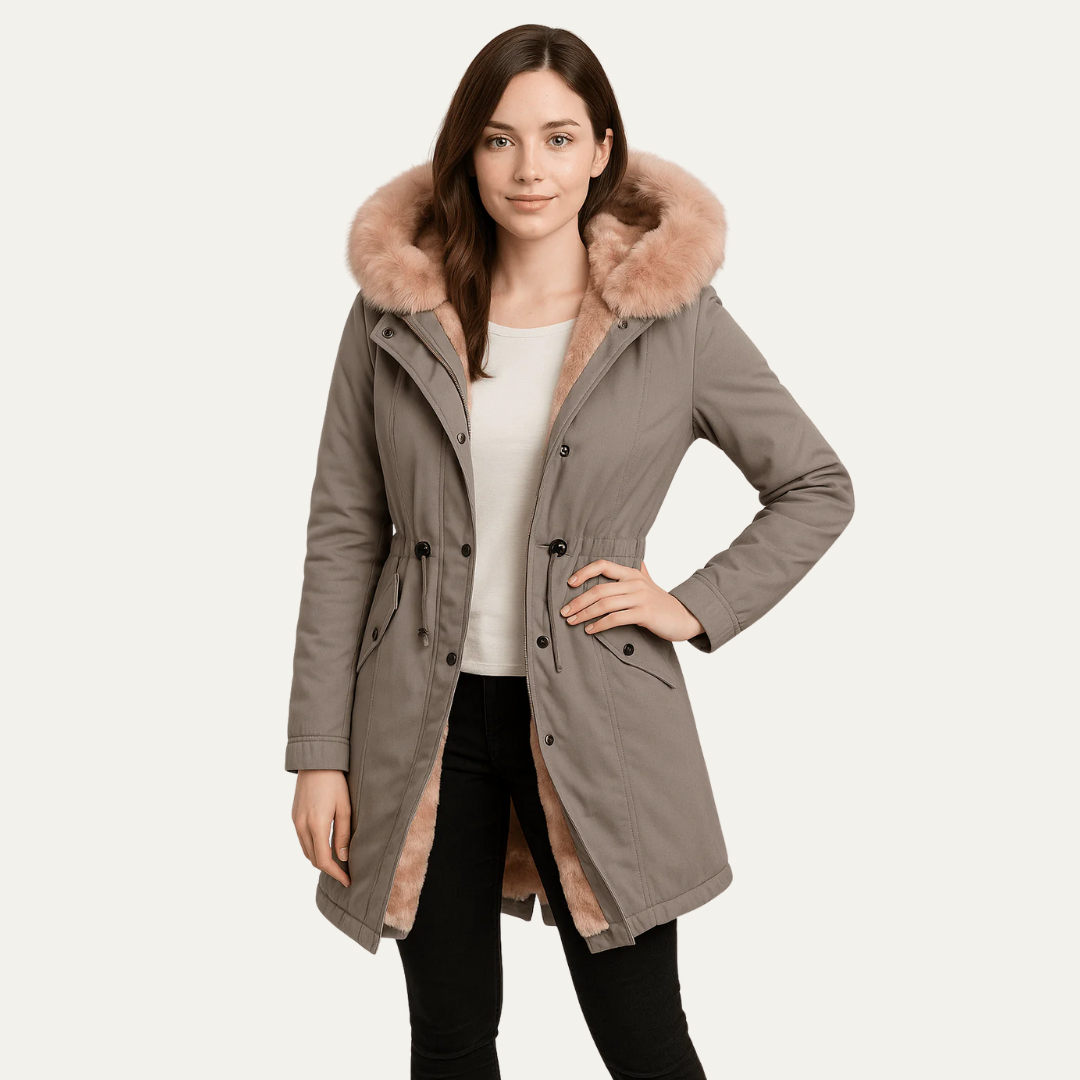Parka cintrée en fausse fourrure pour femme