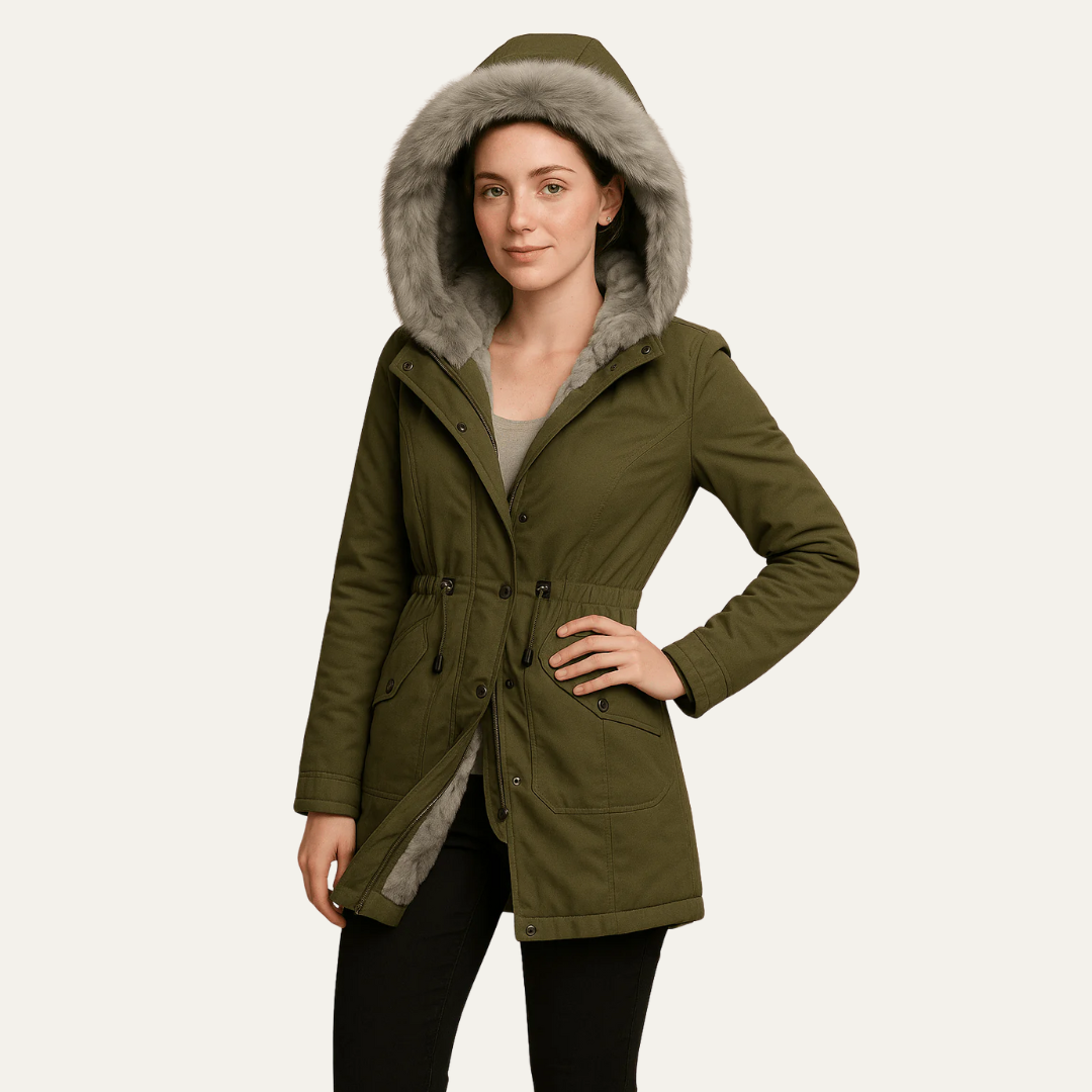 Parka cintrée en fausse fourrure pour femme