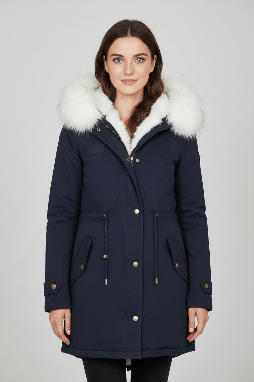 Parka d'hiver à capuche doublée de fourrure pour femme