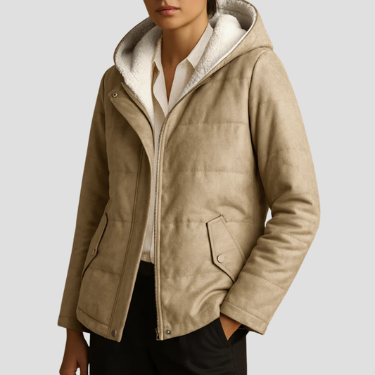 Parka d'hiver à capuche doublée en sherpa pour femme