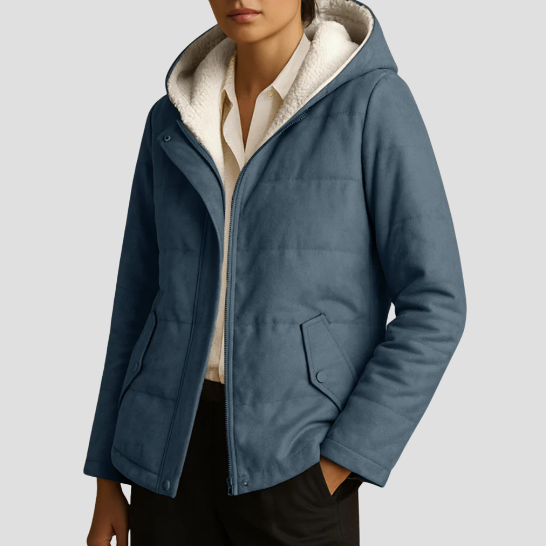 Parka d'hiver à capuche doublée en sherpa pour femme