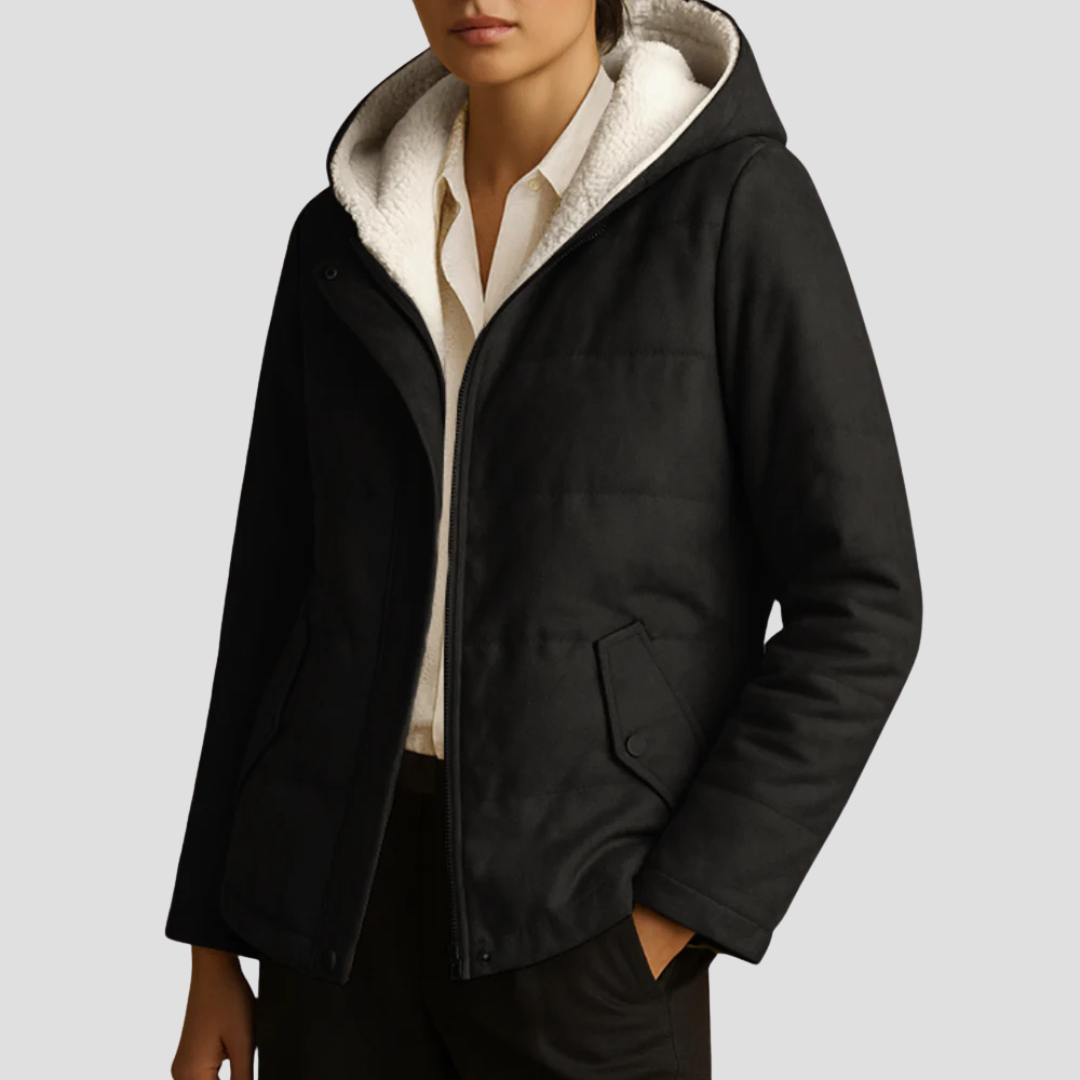 Parka d'hiver à capuche doublée en sherpa pour femme