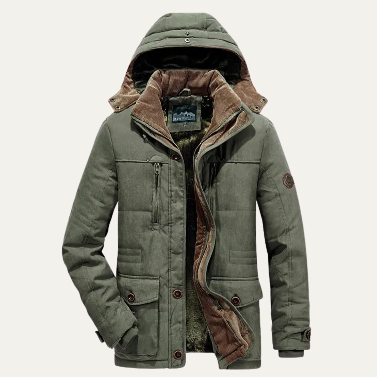 Parka d'hiver pour homme avec capuche amovible