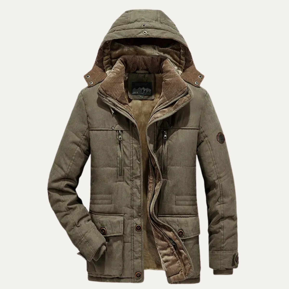Parka d'hiver pour homme avec capuche amovible
