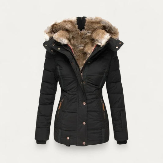 Parka matelassée à capuche en fausse fourrure pour femme