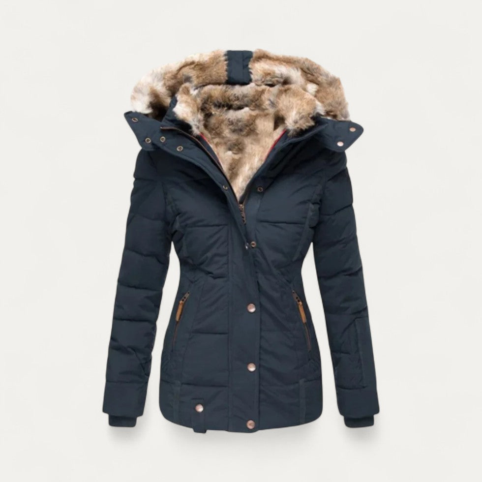Parka matelassée à capuche en fausse fourrure pour femme