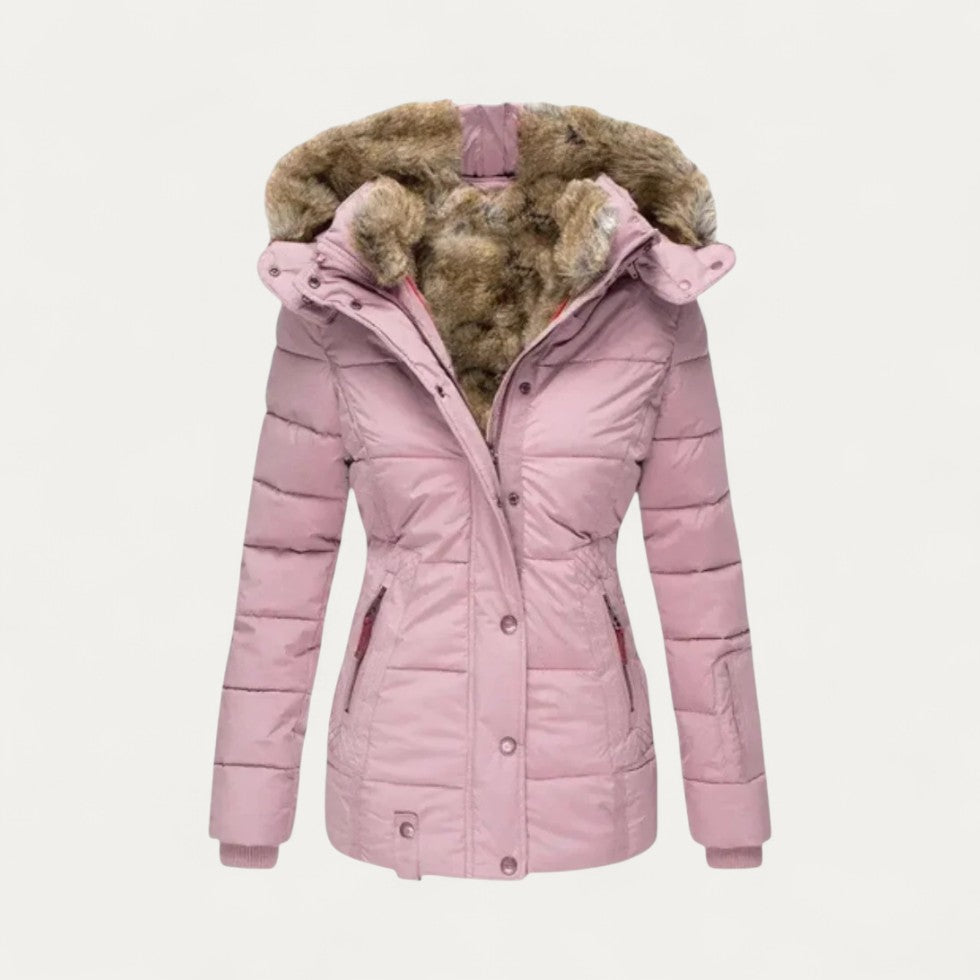 Parka matelassée à capuche en fausse fourrure pour femme