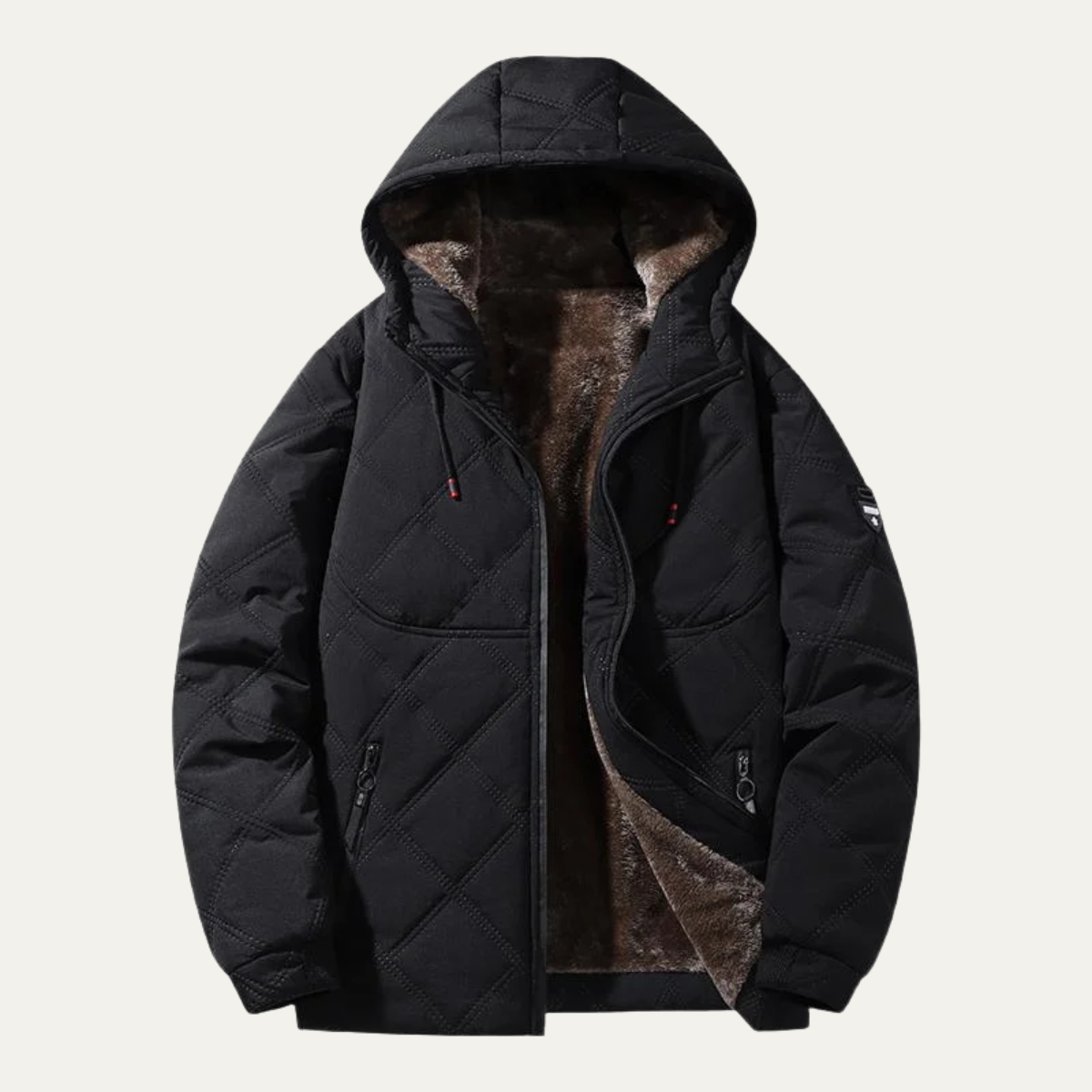 Parka matelassée à capuche pour homme avec doublure en fausse fourrure