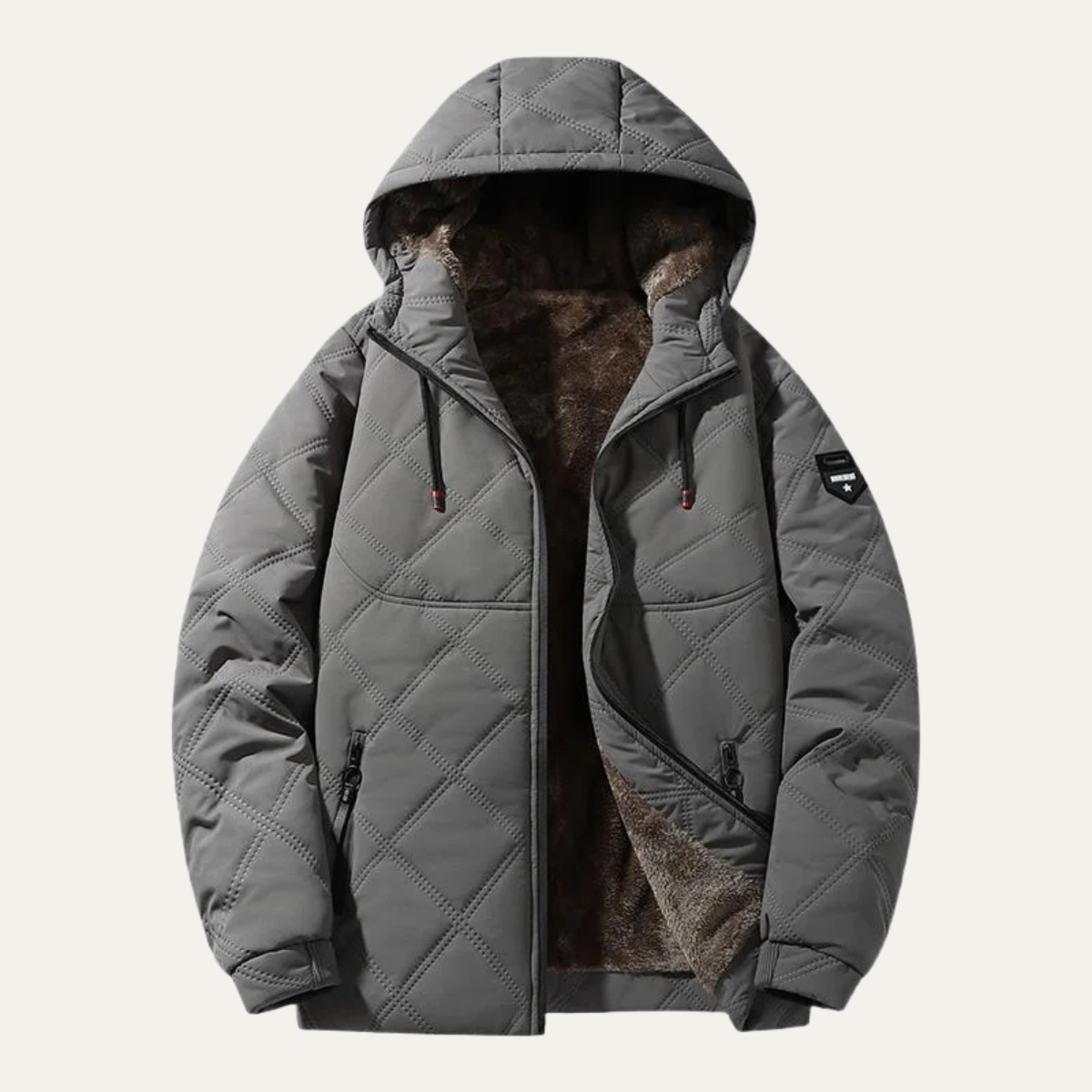 Parka matelassée à capuche pour homme avec doublure en fausse fourrure