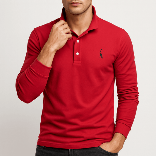 Polo à manches longues brodé pour homme