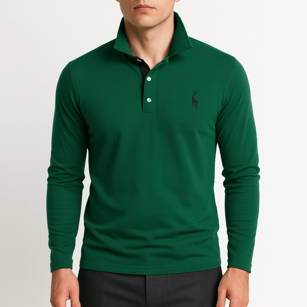 Polo à manches longues brodé pour homme