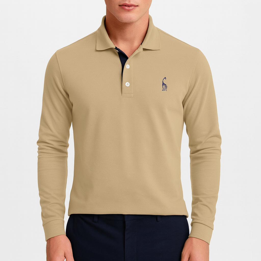 Polo à manches longues brodé pour homme