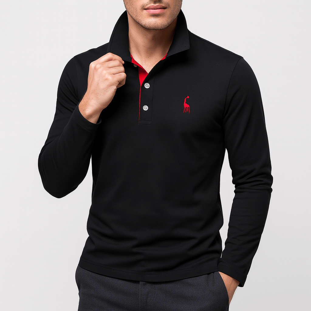 Polo à manches longues brodé pour homme