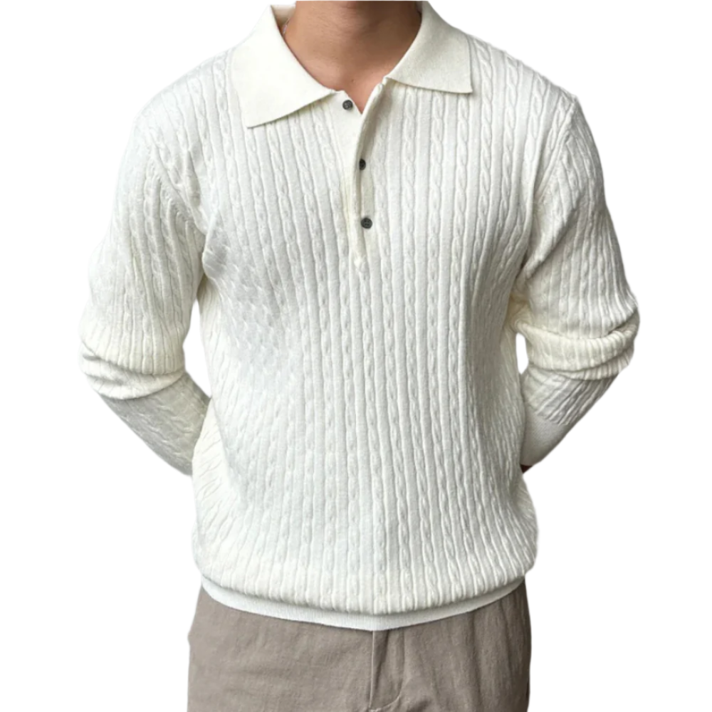 Polo à manches longues en maille de luxe pour homme