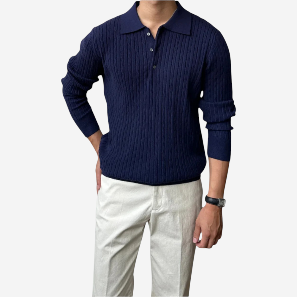 Polo à manches longues en maille de luxe pour homme