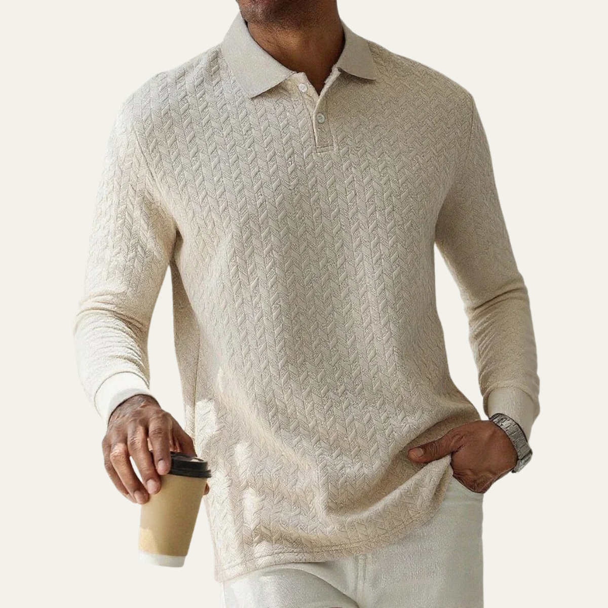 Polo en maille texturée pour homme