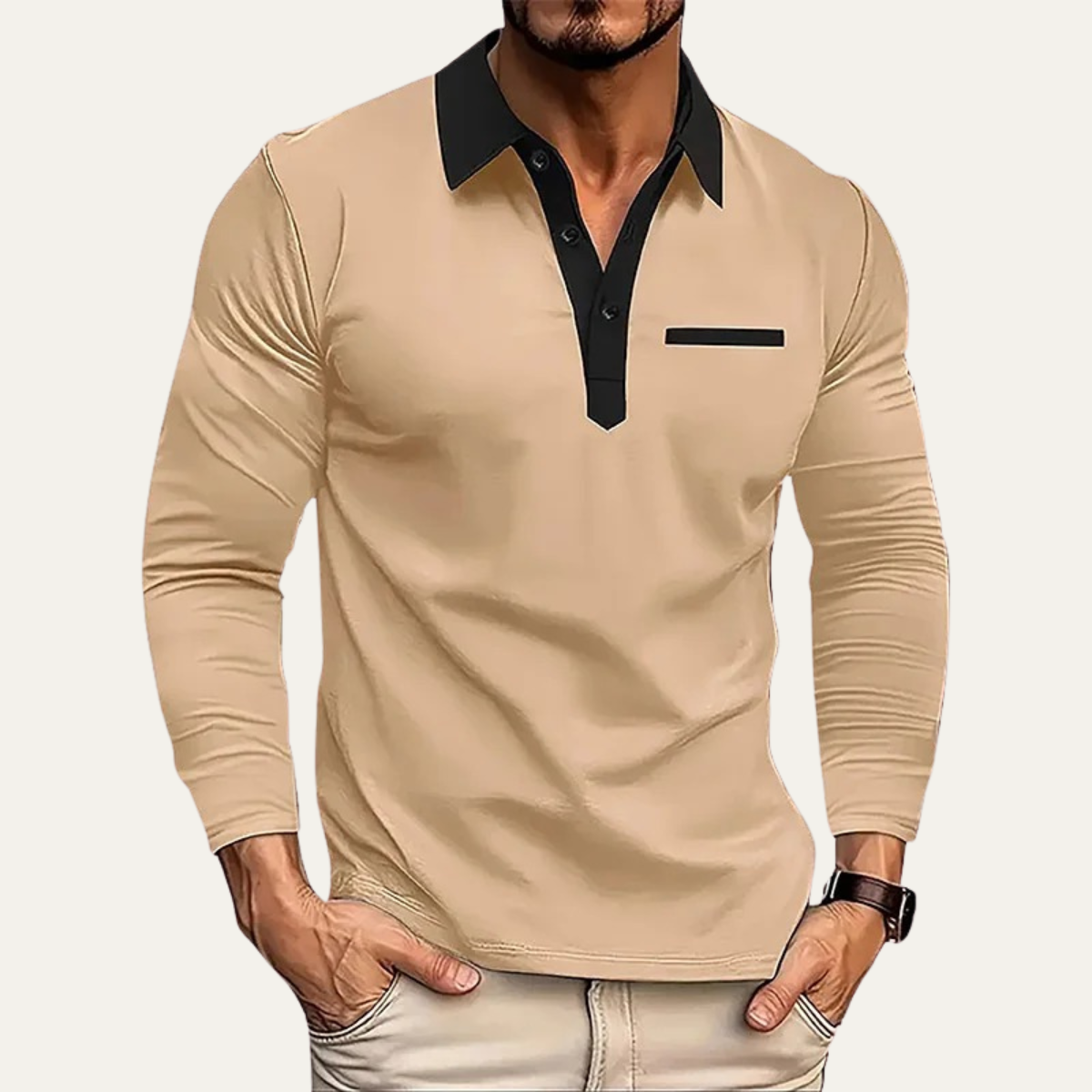Polo homme à col contrastant
