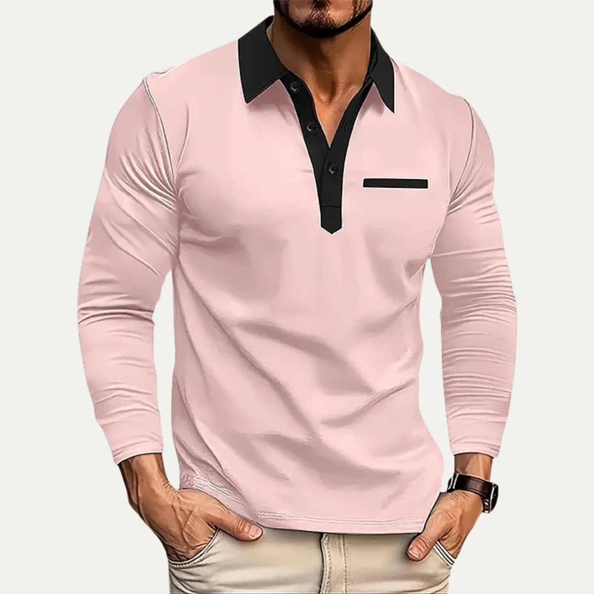 Polo homme à col contrastant