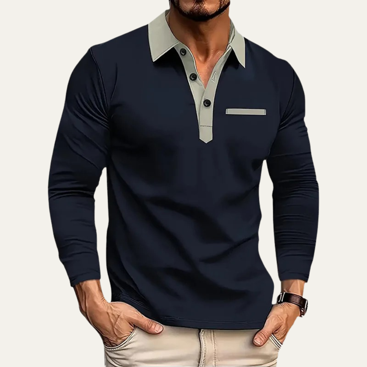 Polo homme à col contrastant