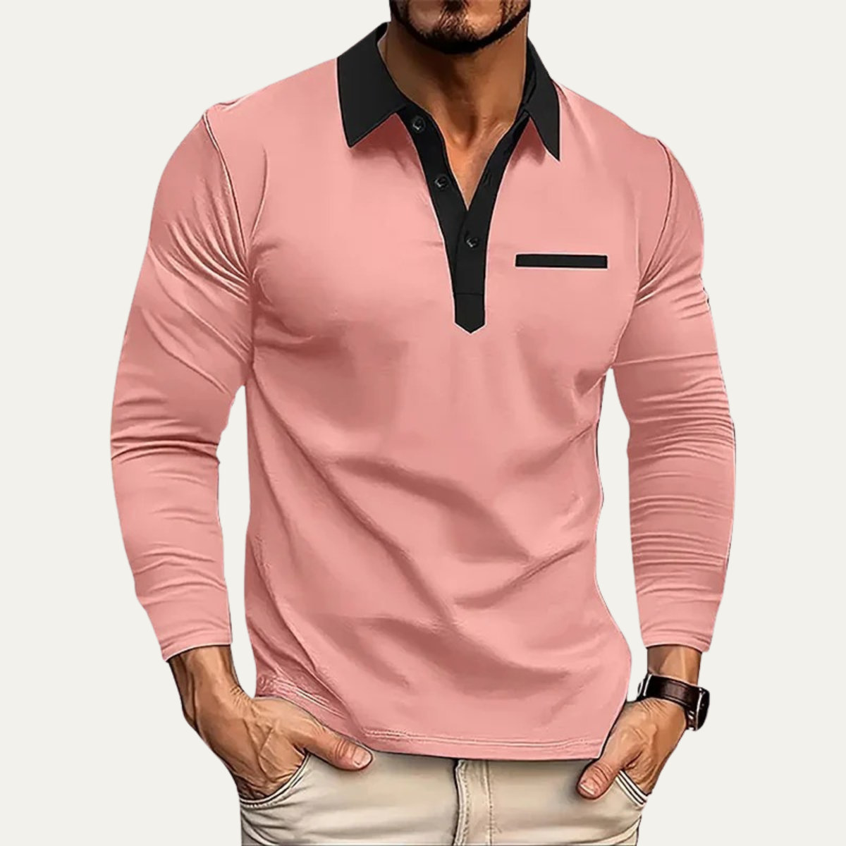Polo homme à col contrastant