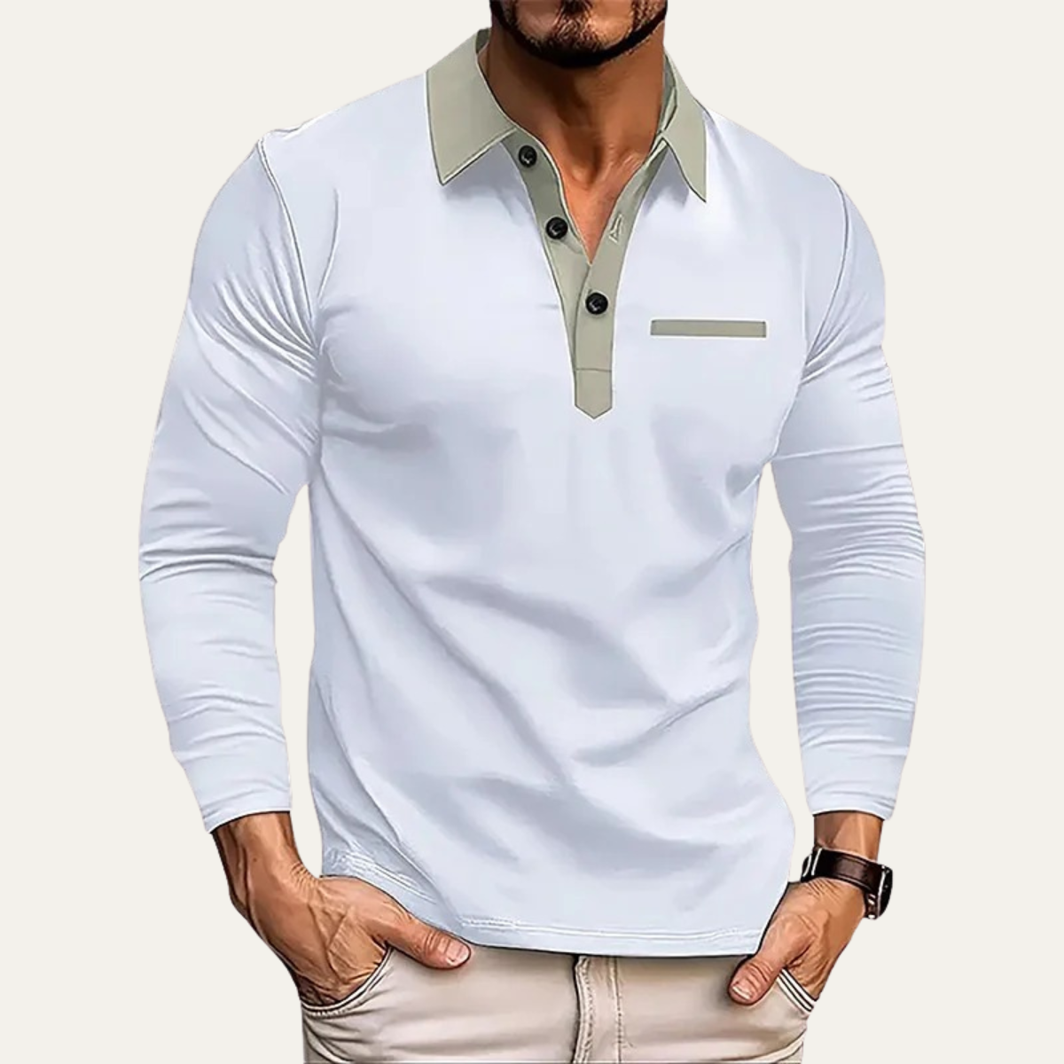 Polo homme à col contrastant