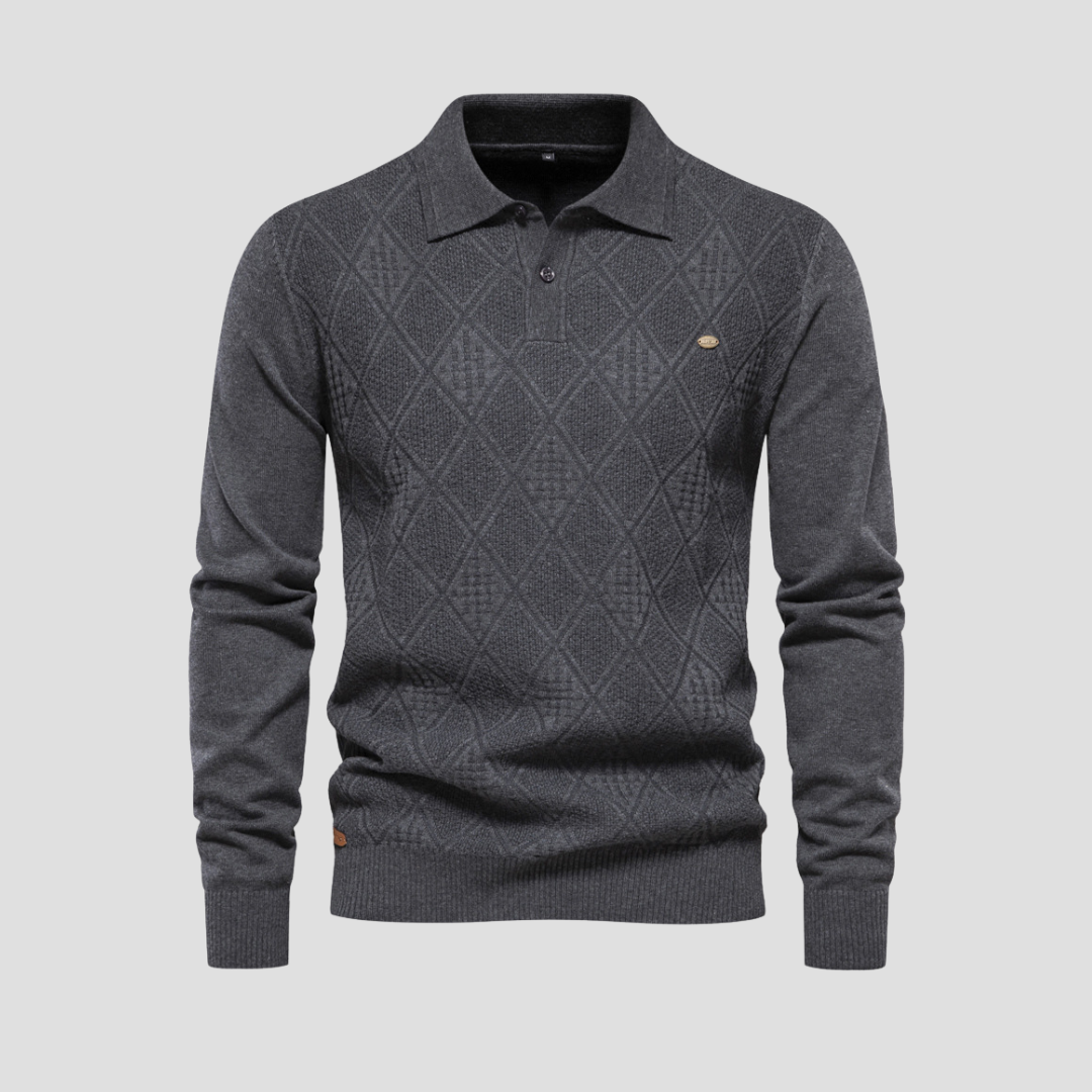 Polo homme texturé à motif losanges