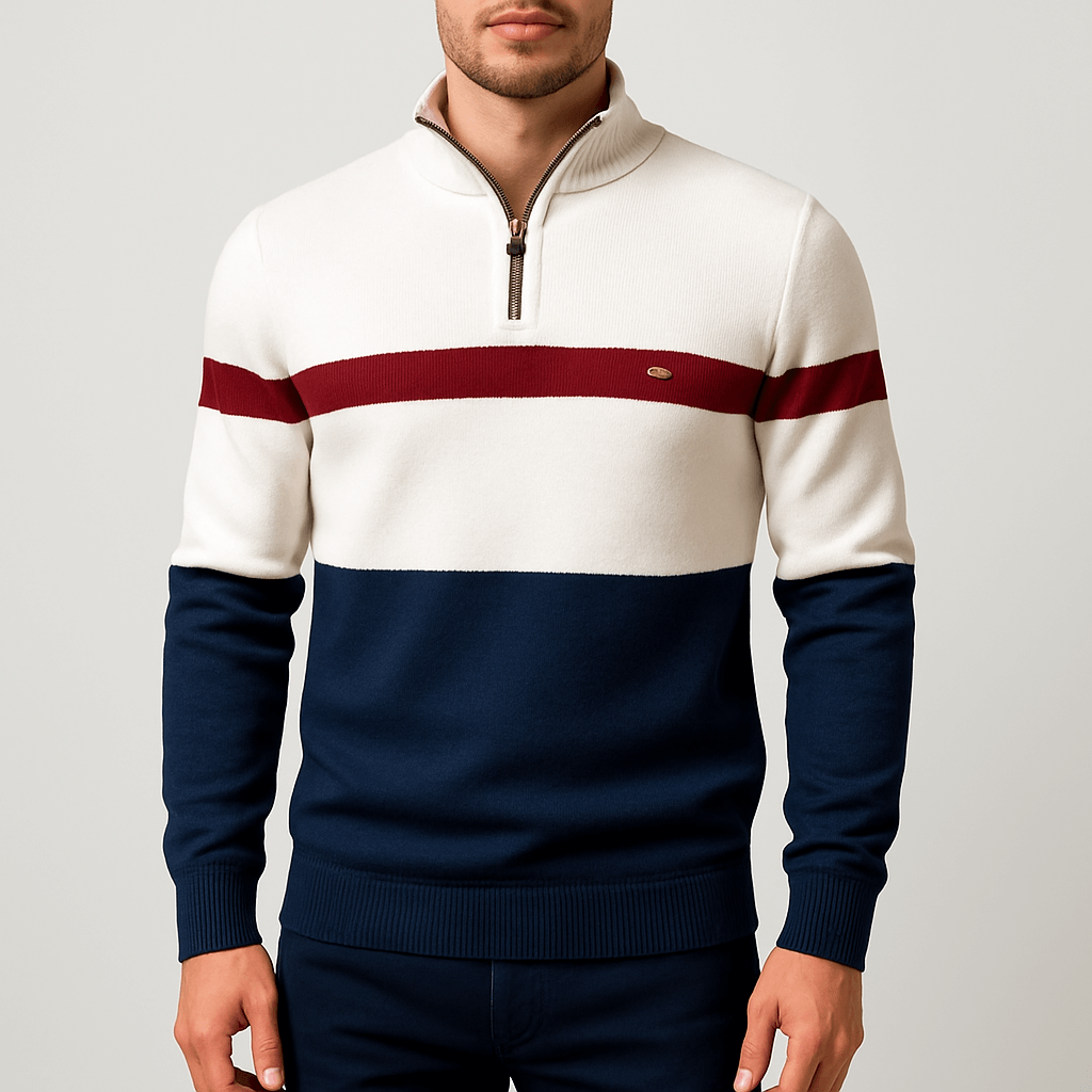Polo rayé zippé pour homme