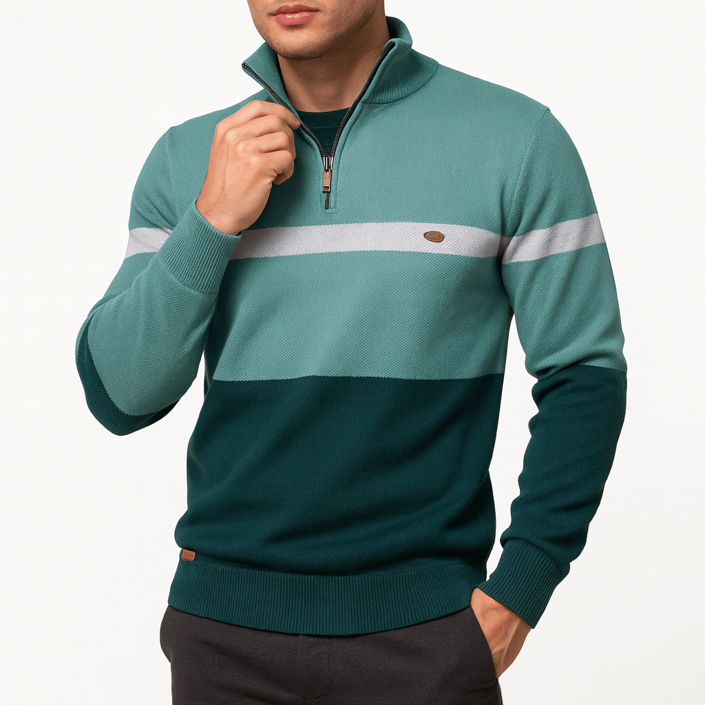Polo rayé zippé pour homme