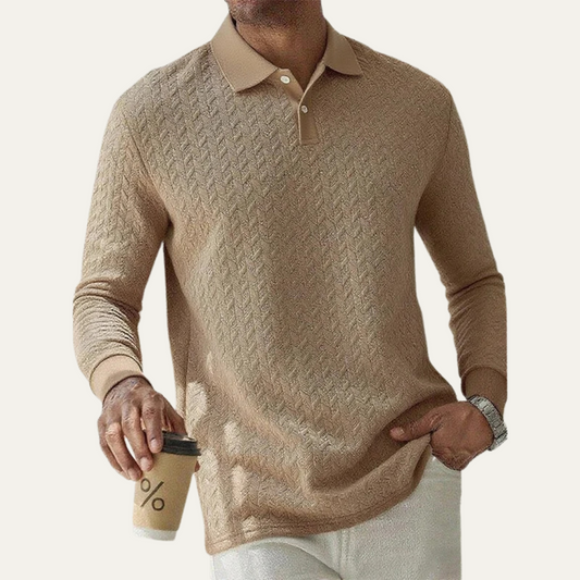 Polo texturé à manches longues pour homme