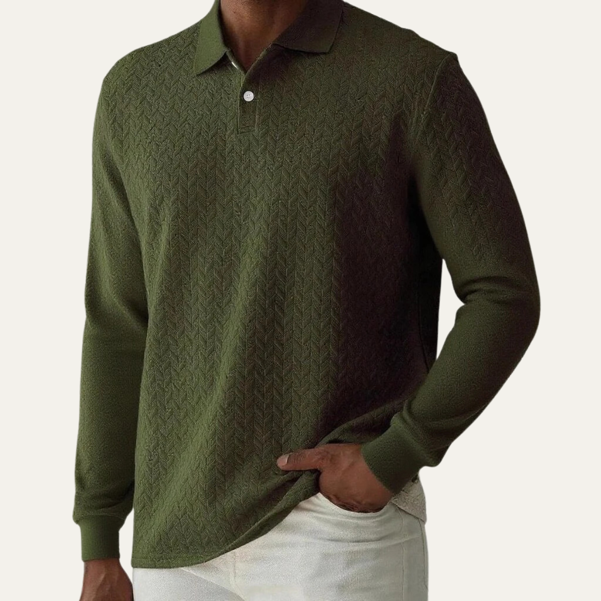 Polo texturé à manches longues pour homme