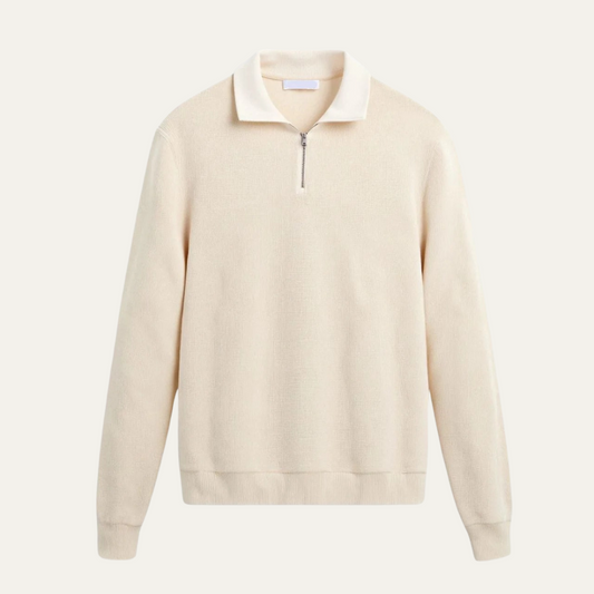 Polo zippé en maille texturée pour homme