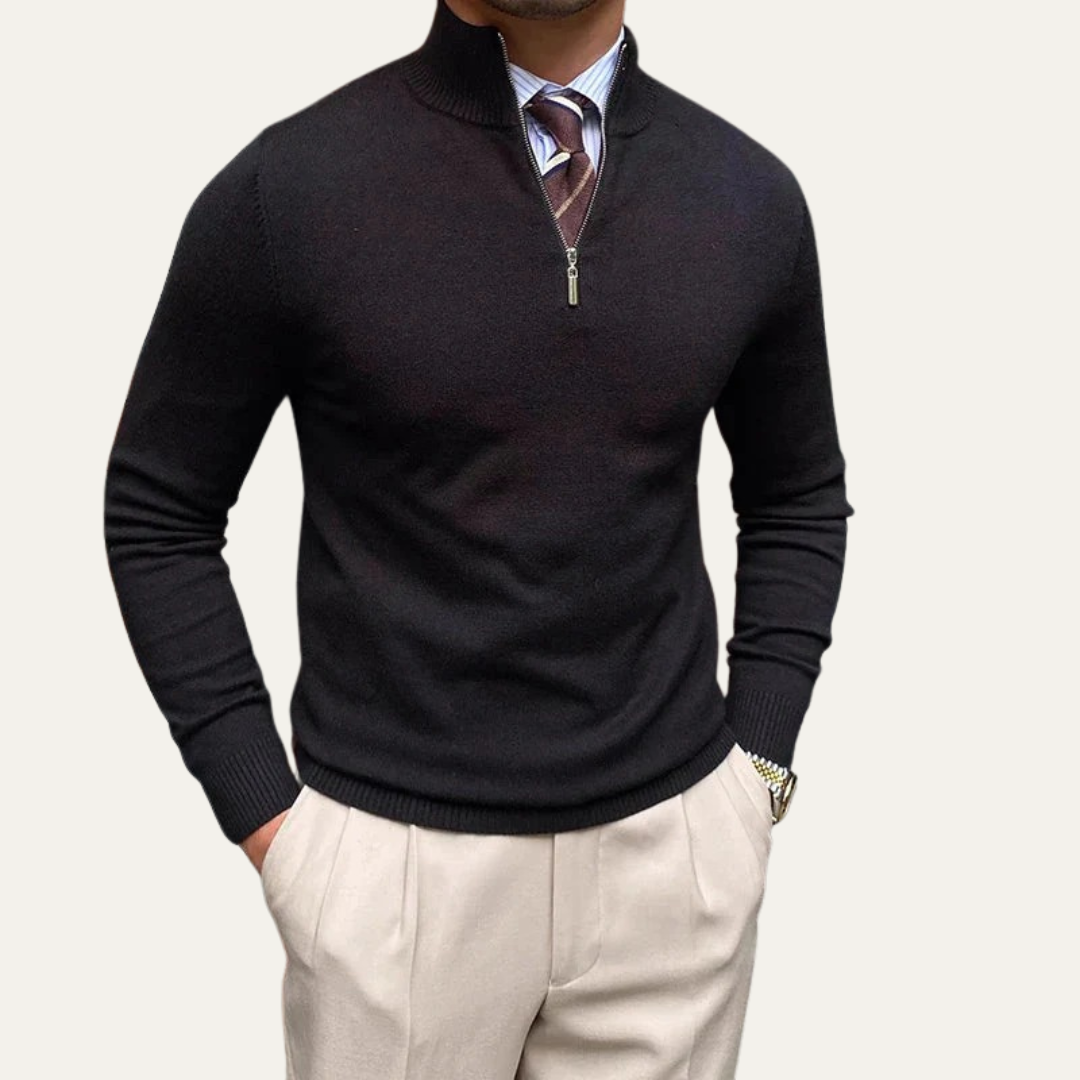 Pull-over classique à demi-zip pour homme