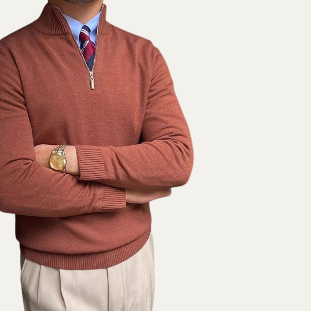 Pull-over classique à demi-zip pour homme